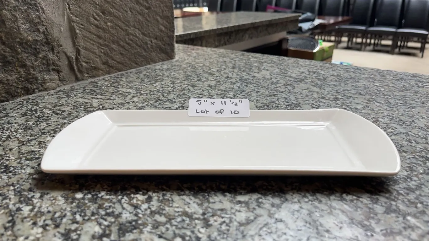 Lot of 10 - White Rectangular Dining Platters, 5" x 11.5"