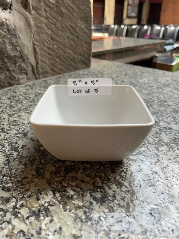 Lot of 5 - White Square Dining Bowls, 5" x 5"