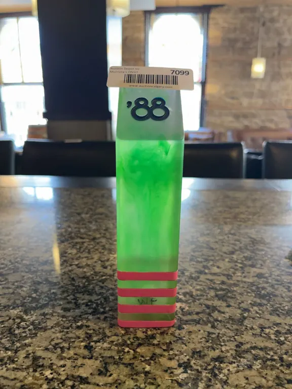 1988 Acrylic Green Trophy with Pink Stripes
