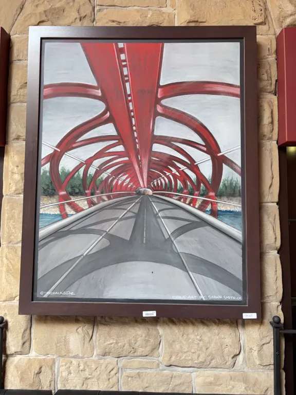Custom Chalk Art by Shawn Smith, 48" x 60" Peace Bridge Scene