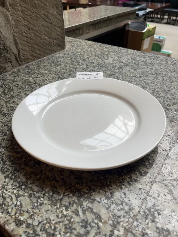 Lot of 10 - White Circular Dining Plates, 11†Diameter