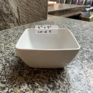 Lot of 5 - White Square Dining Bowls, 5" x 5"