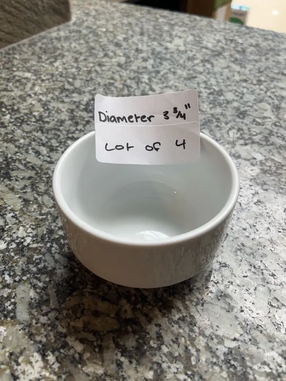 Lot of 4 - White Circular Dining Bowls, 3.75†Diameter