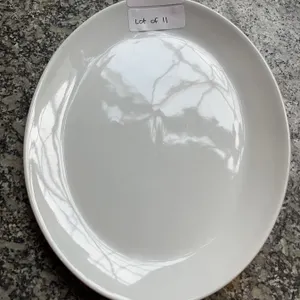 Lot of 11 - White Oval Dining Plates, 10" x 13"
