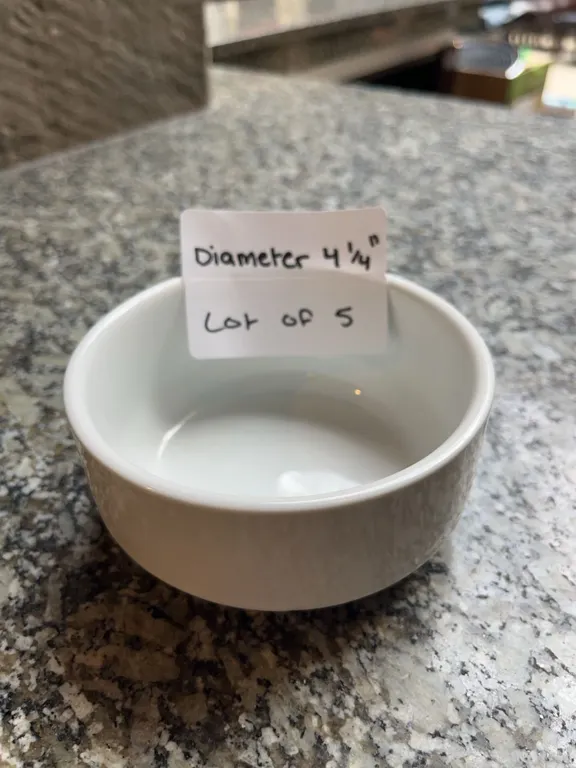 Lot of 5 - White Circular Dining Bowls, 4.25†Diameter
