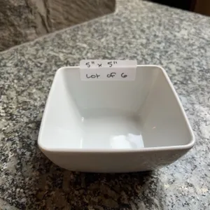 Lot of 6 - White Square Dining Bowls, 5" x 5"