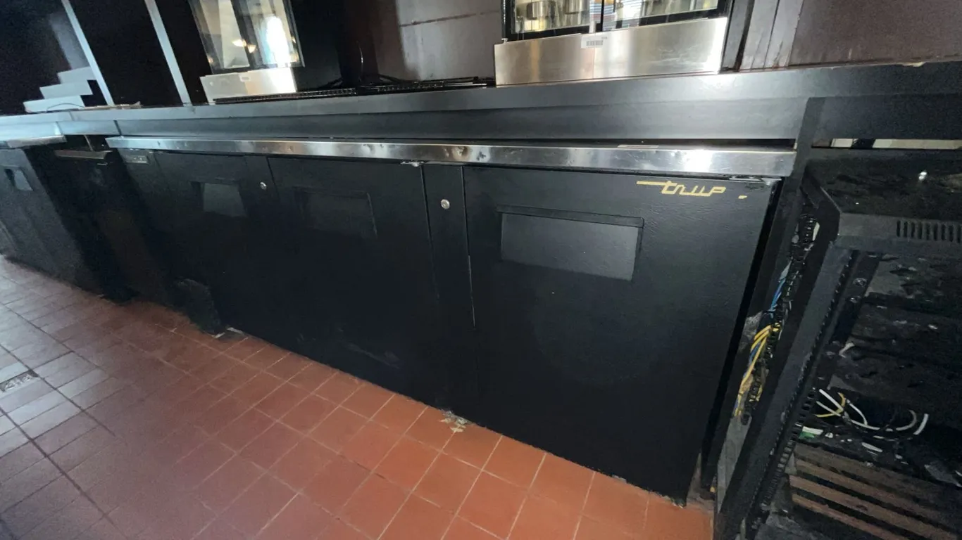True Commercial Back Bar 3 Door Refrigerator 90"x27"x37"