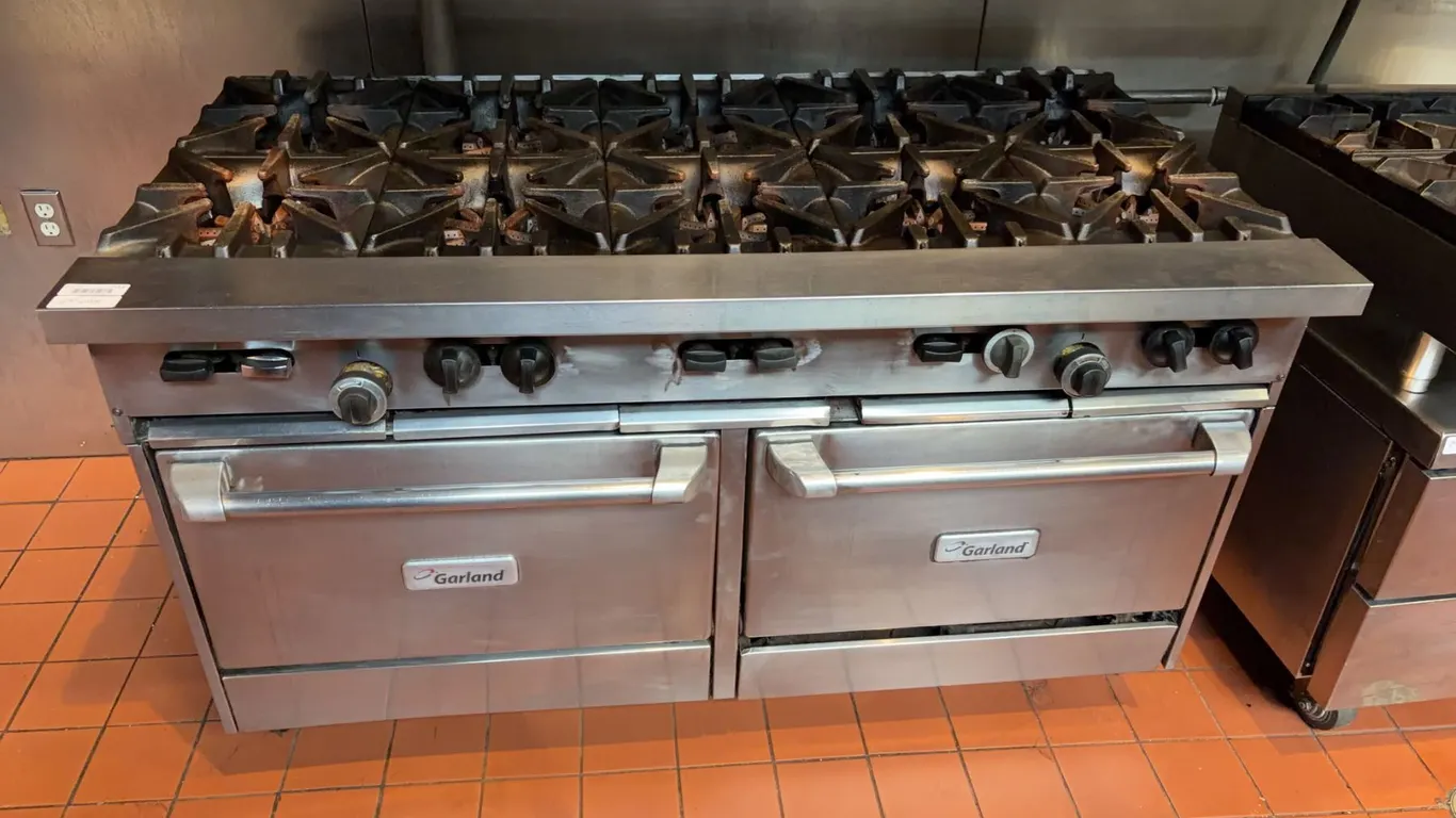Garland Commercial 59" Wide 10-Burner Gas Range with Double Ovens