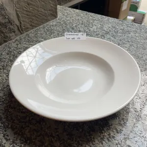 Lot of 10 - White Circular Shallow Rimmed Dining Bowl, 12" Diameter