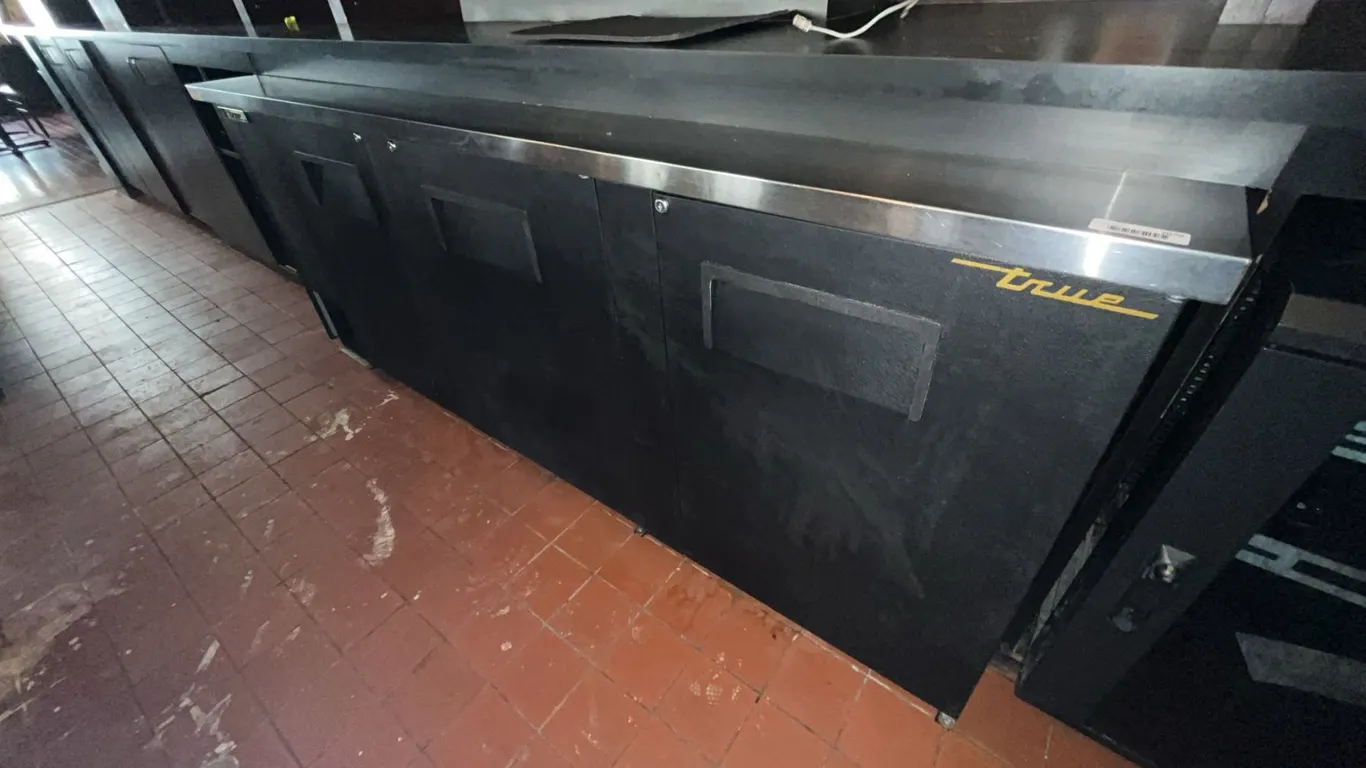 True Commercial Back Bar 3 Door Refrigerator 90"x27"x37"