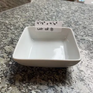 Lot of 8 - Square White Dining Dishes, 4.5" x 4.5â€
