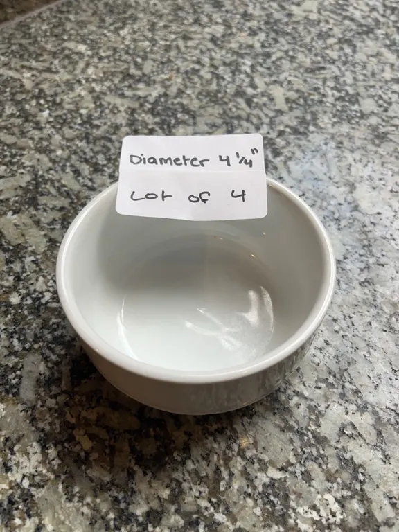 Lot of 4 - White Circular Dining Bowls, 4.25" Diameter