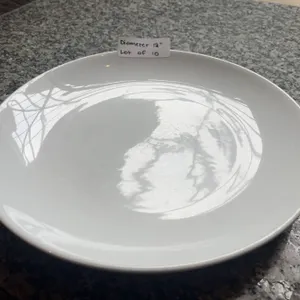 Lot of 10 - White Circular Dining Plates, 12" Diameter