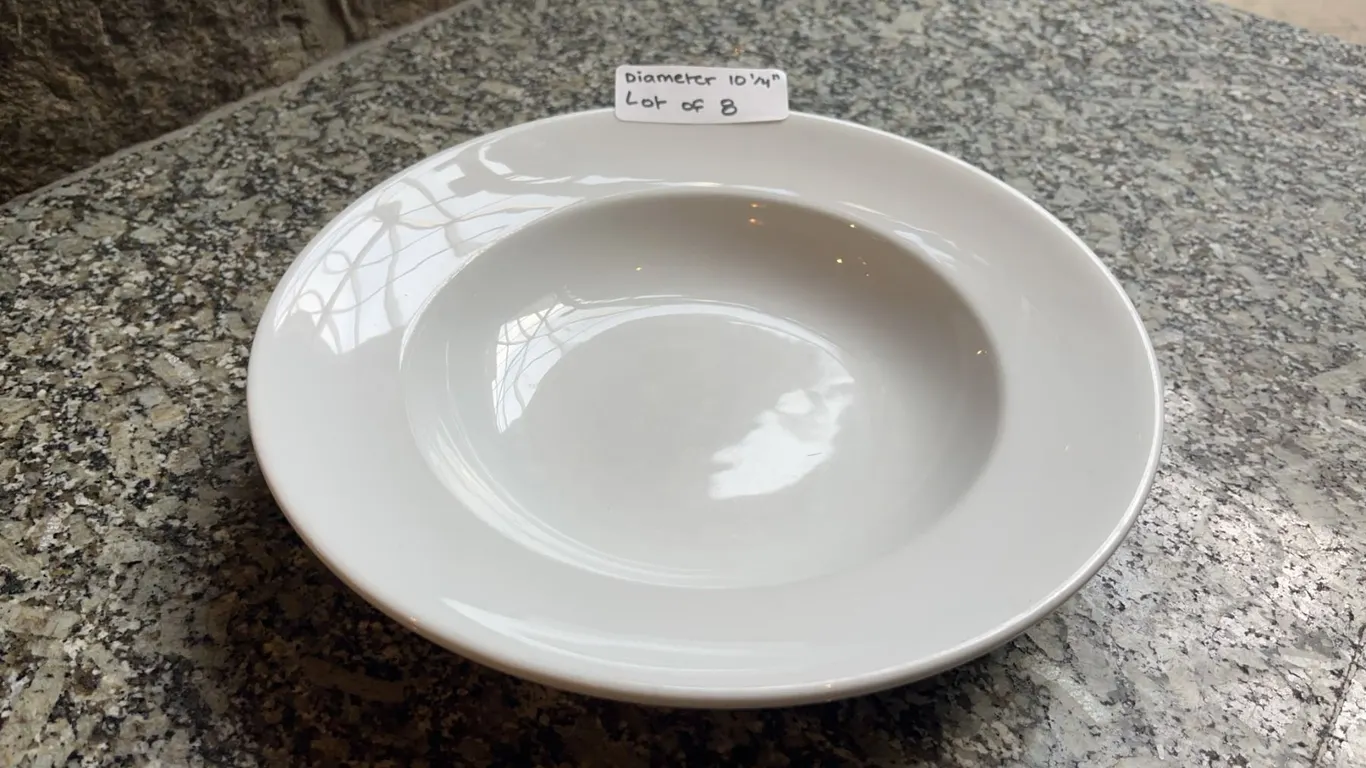Lot of 8 - White Circular Bowls, 10.25" Diameter
