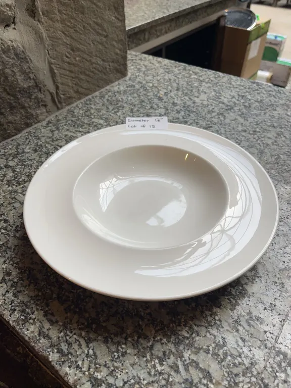 Lot of 12 - White Circular Dining Bowls, 12†Diameter