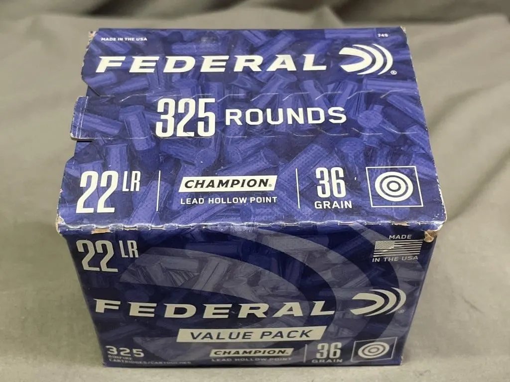 Box of 325 Federal Champion .22 cal. LR rim fire