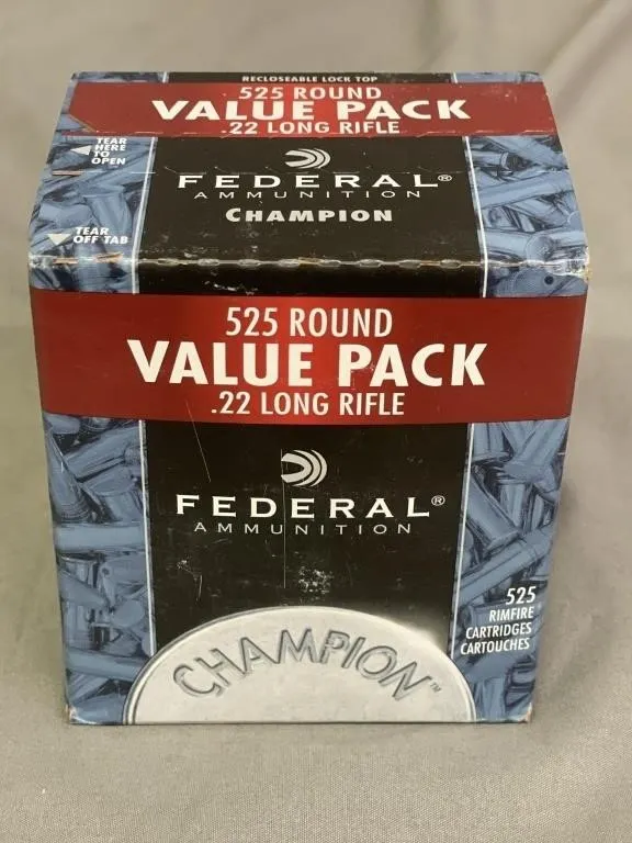 Box of 525 Federal Champion .22 cal. LR rim fire