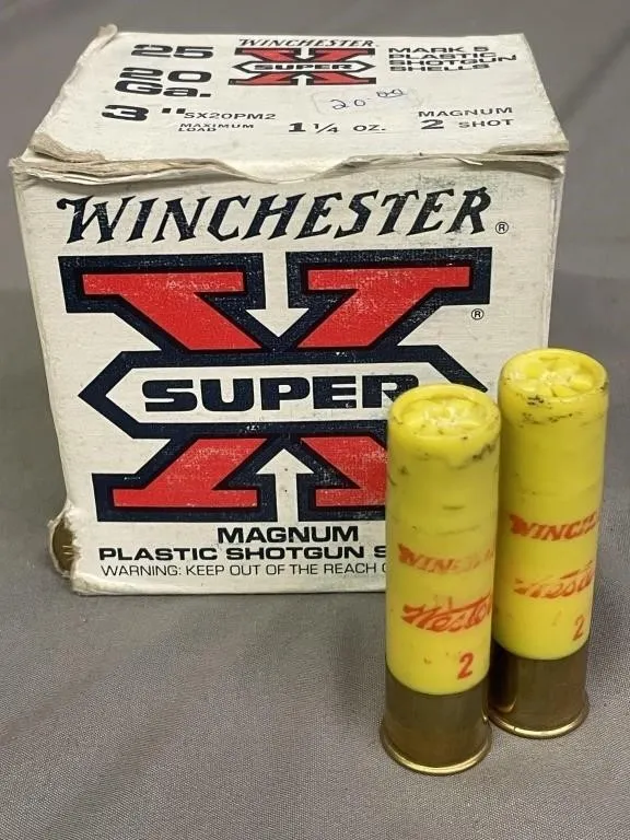 Box of 25 Winchester 20 ga. Magnum shotshells. 3?