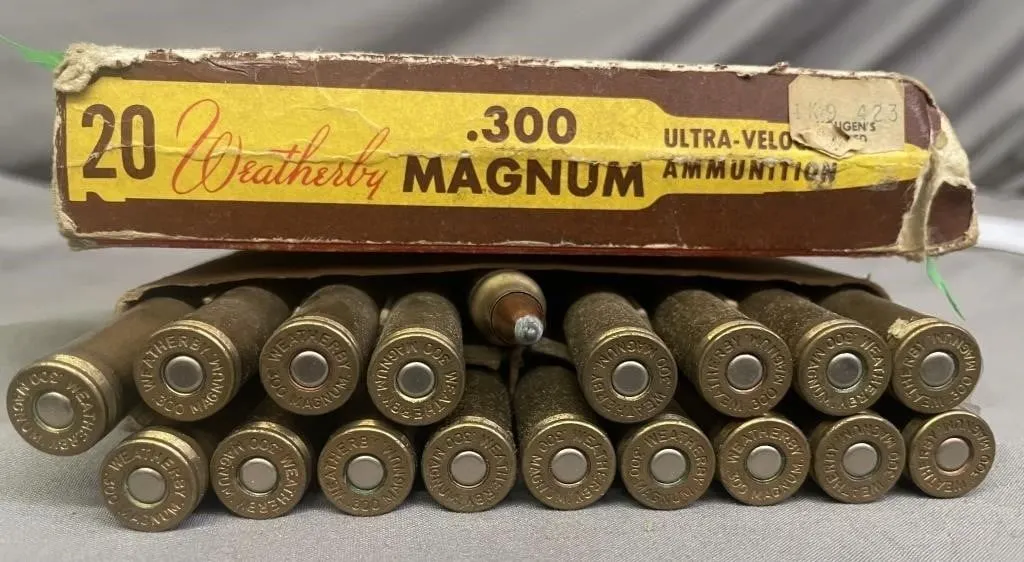 Box of 18 Weatherby .300 cal. MAG reloaded rifle
