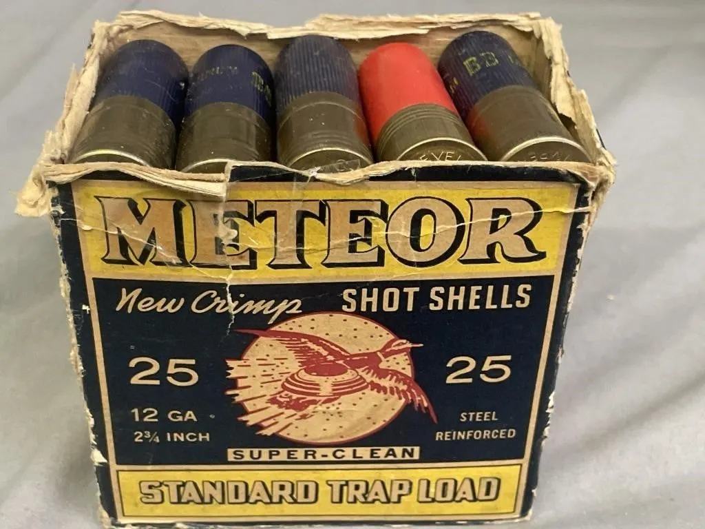 Box of 25 mixed brands 12 ga. 3" shotshells. In a