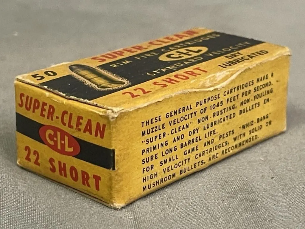 Box of 50 CIL Super-Clean .22 cal. RF cartridges.