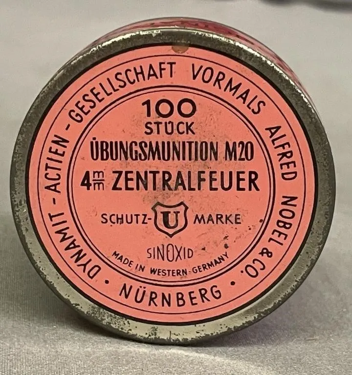 Vintage West German metal tin of 100 4mm M20