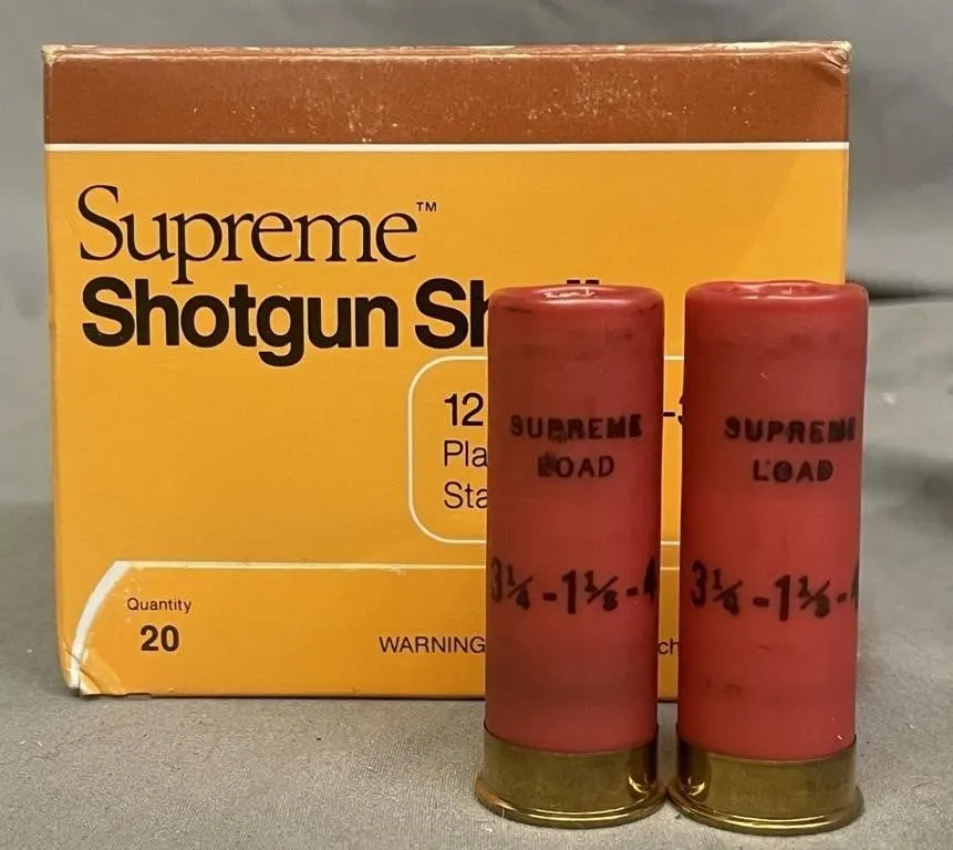 Box of 25 Supreme 12 ga. Shotgun Shells. #4 shot.