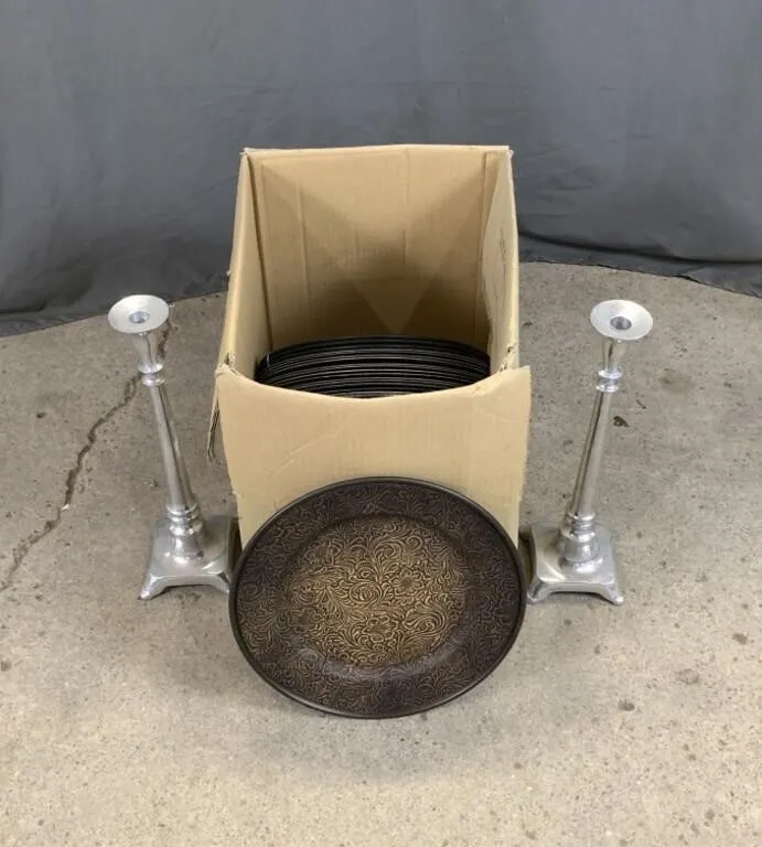 Charger Plates & Pair of Candle Sticks