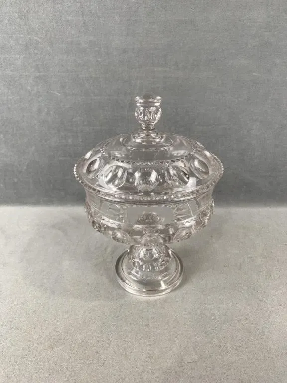 Footed Glass Candy Dish w Lid