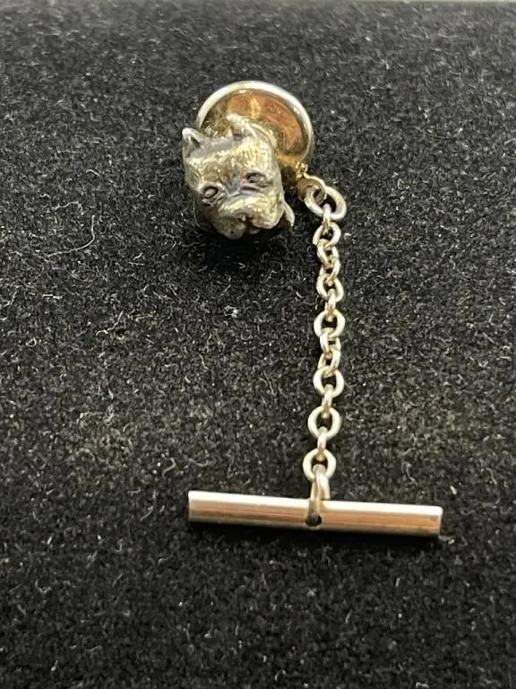 Silver Boston Terrier Tie Pin