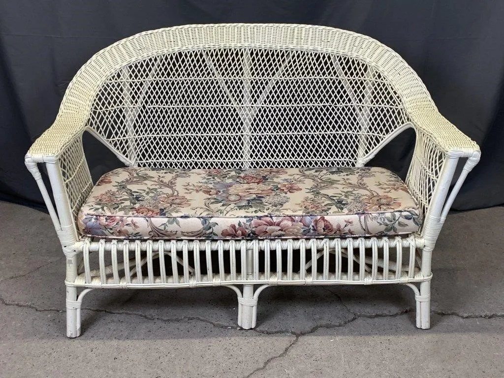 White Wicker Love Seat