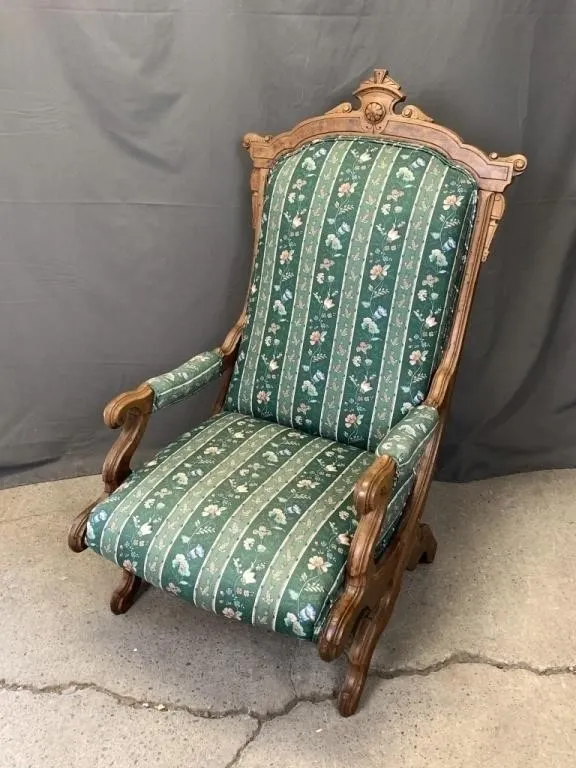 Wooden Rocking Chair w Floral Cushion