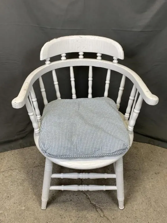 White Round Back Chair