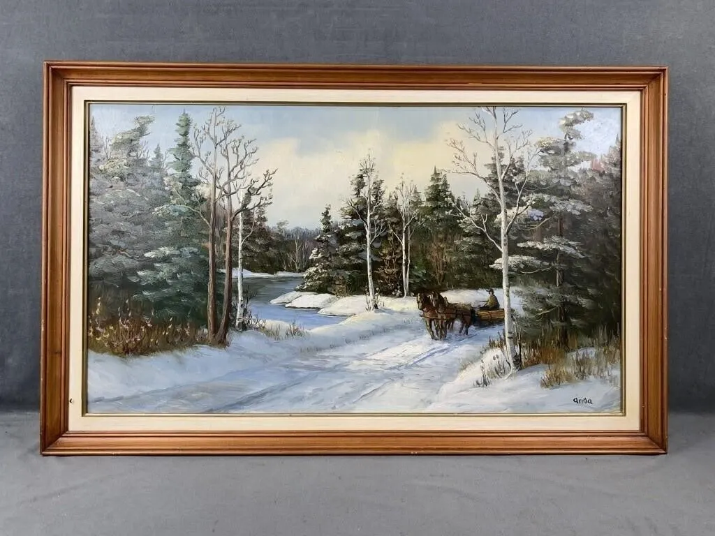 A. Jalava Winter Scene Oil Painting