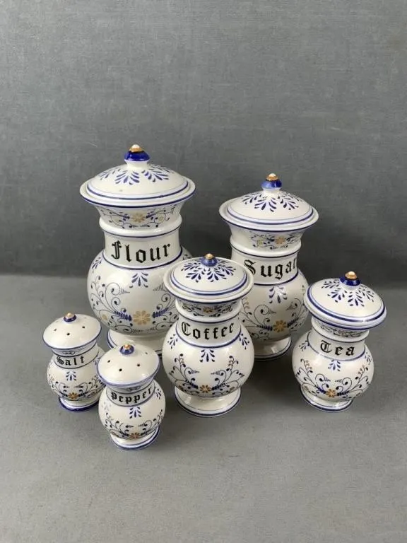 Blue & White Ceramic Canister Set