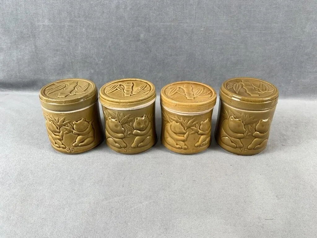 Panda & Bamboo Pottery Canisters