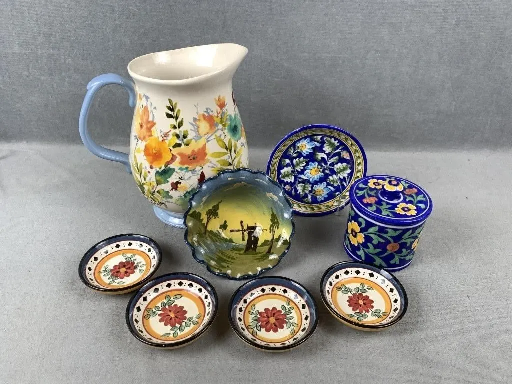 Floral Pitcher, Bowls ,etc