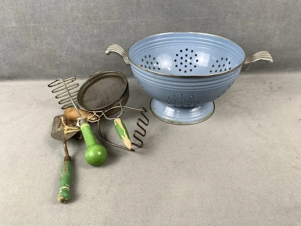 Vintage Kitchen Utensils & Colander