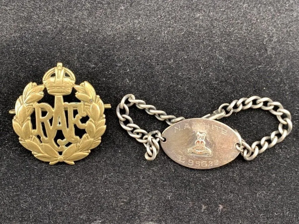 WWII RAF Badge w Sterling ID Bracelet