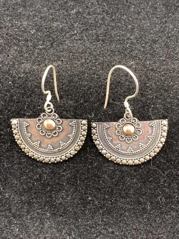 Sterling Circle Drop Earrings