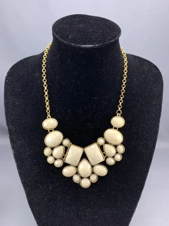 White Stone Statement Necklace