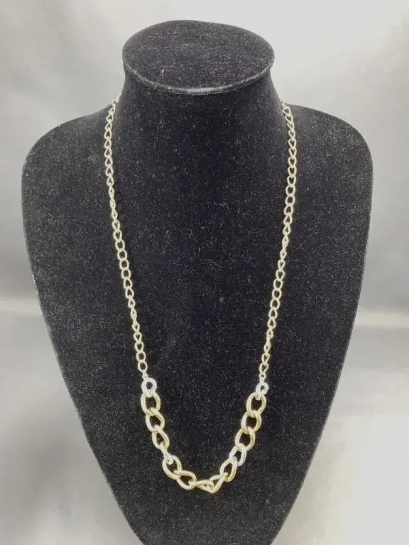 Two Toned Rhinestone Chain Necklace