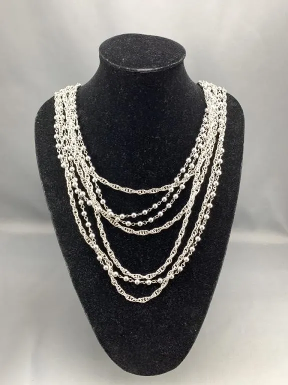 Multi-Strand Silver Tone Necklace