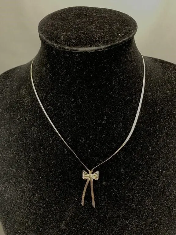 Sterling Ribbon Pendent Necklace