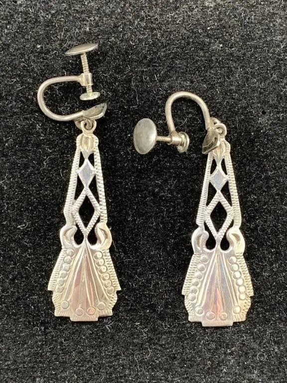 Sterling Screw Back Dangle Earrings