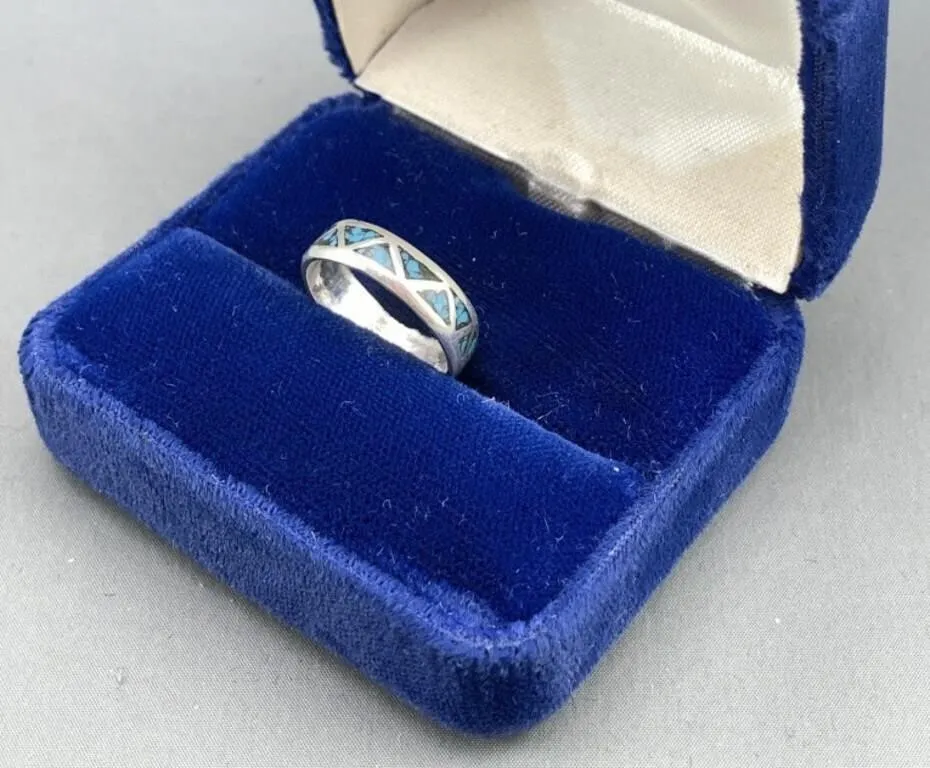 Turquoise Chip Inlay Band Ring
