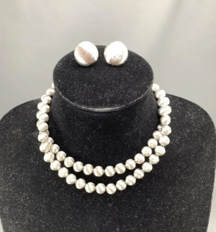 Silver Tone Monet Necklace & Earrings