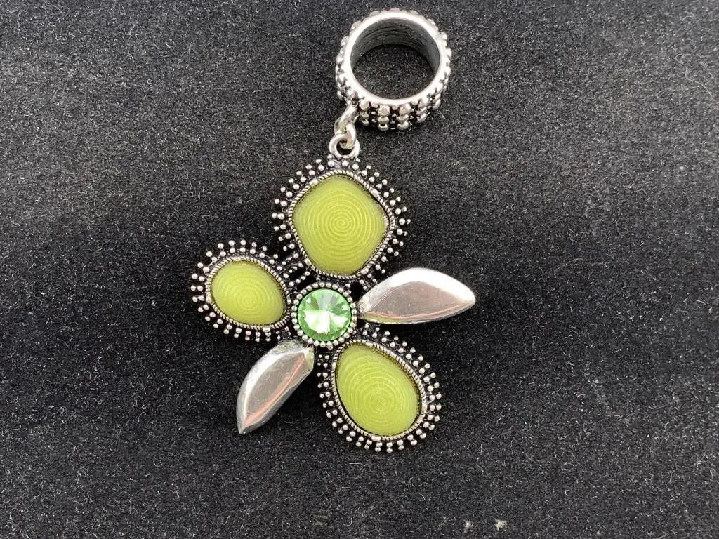 Green Stone Flower Pendant/ Charm