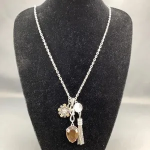 Silver Toned Charm Pendant Necklace