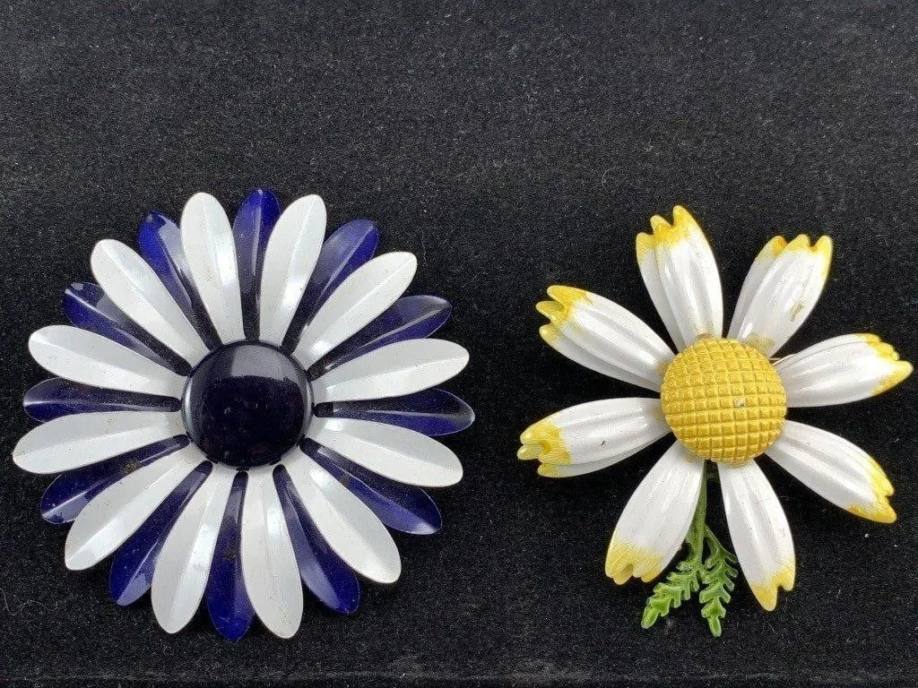 Retro Enamel Floral Daisy Brooches